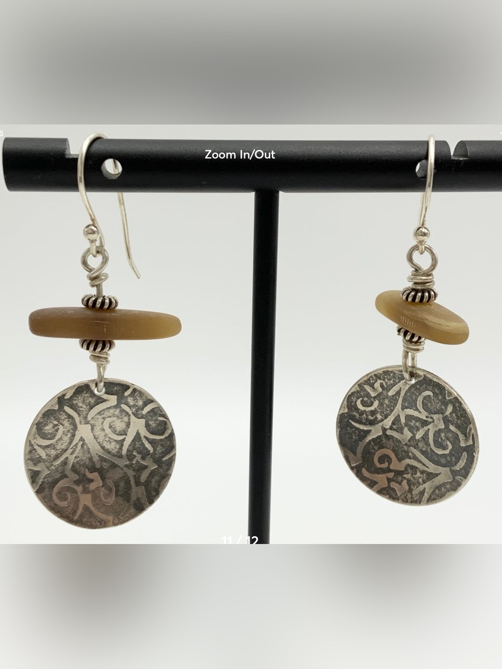 Sterling Silver Disc and Bead Drop Earrings